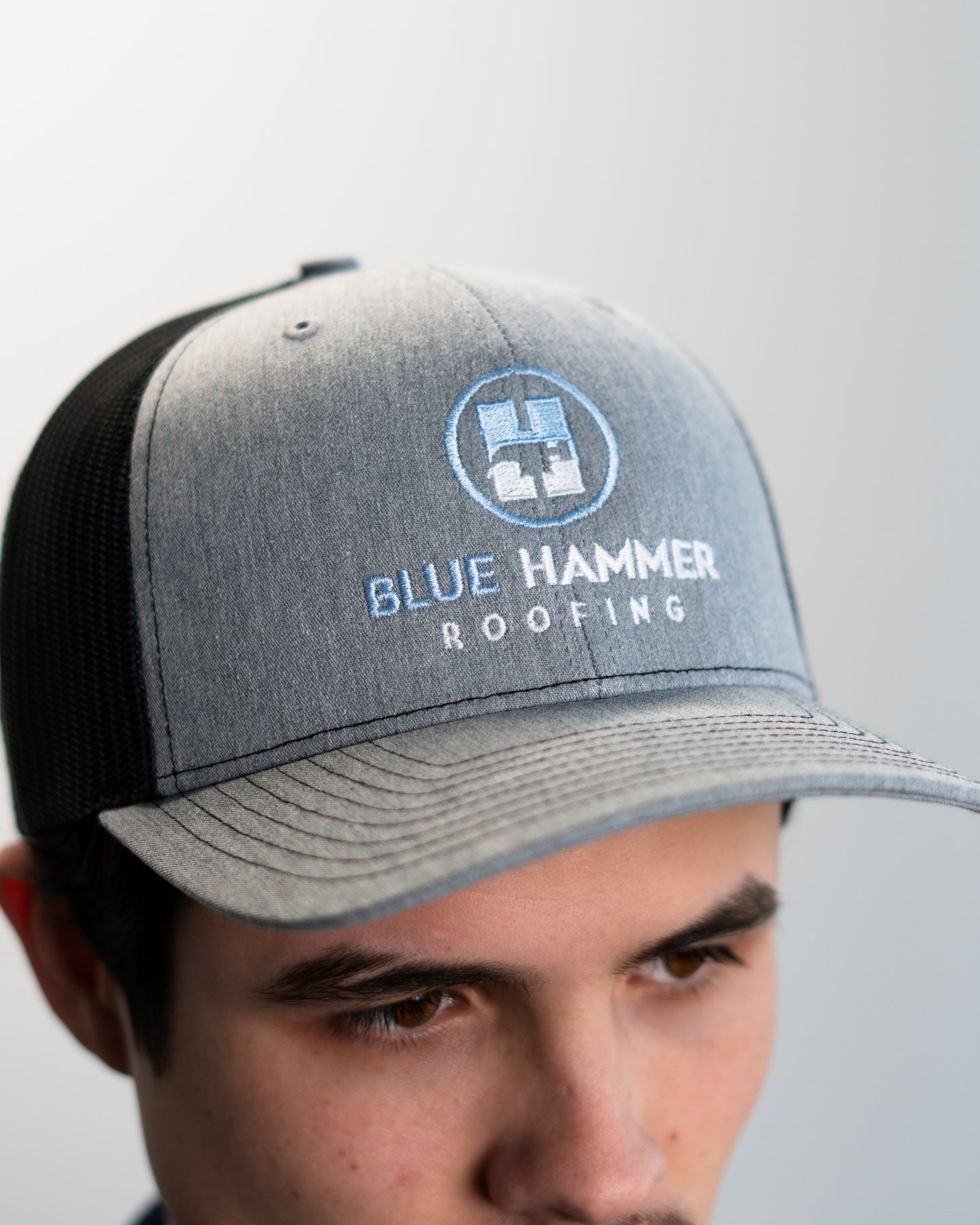 Blue Hammer Trucker Hat Light Gray